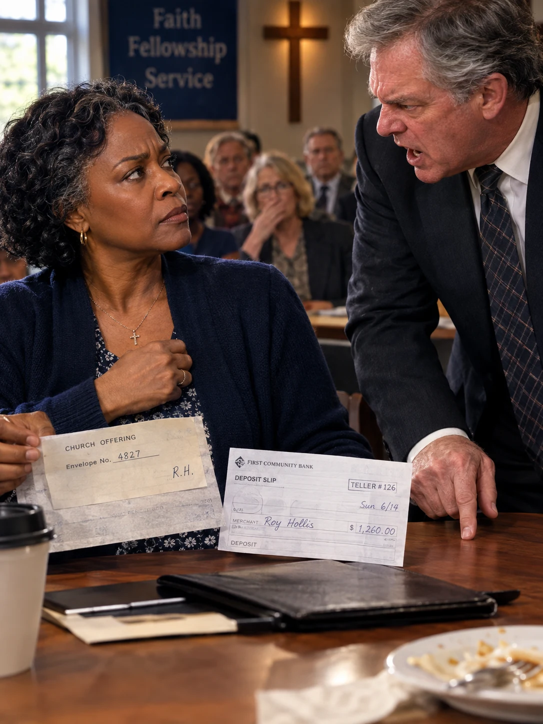 The Deacon Slammed His Hand on the Potluck Table and Accused Her of Robbing the Offering — Until She Handed Margaret One Signed Slip
